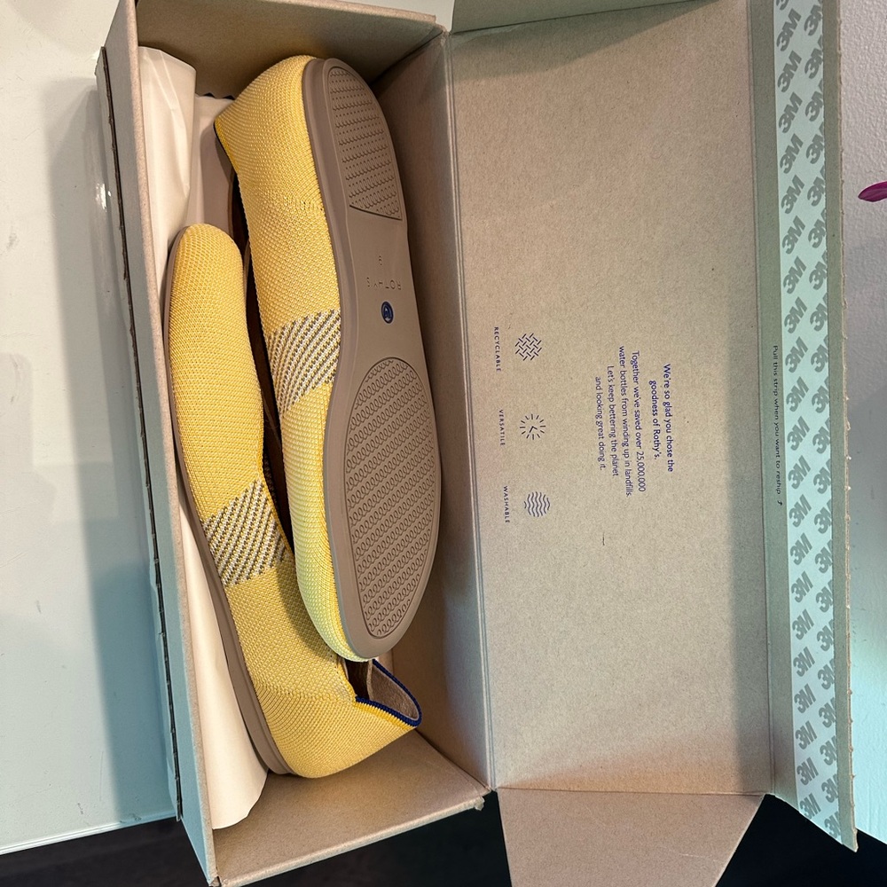 Yellow Rothy’s new in box. Never worn women’s size 9